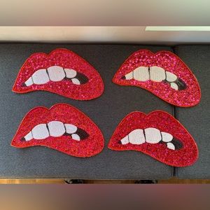 SET OF 4 BITING LIP APPLIQUÉ PATCH—BRAND NEW!